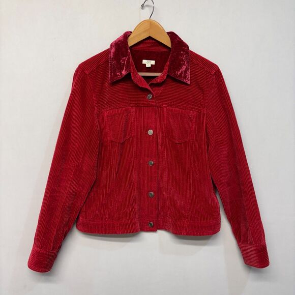 J Jill Women Corduroy Jacket Size Medium Red C036 -29 - Picture 16 of 16